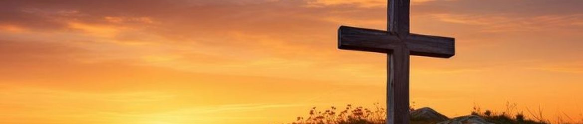 Christian cross landscape outdoors sunrise.